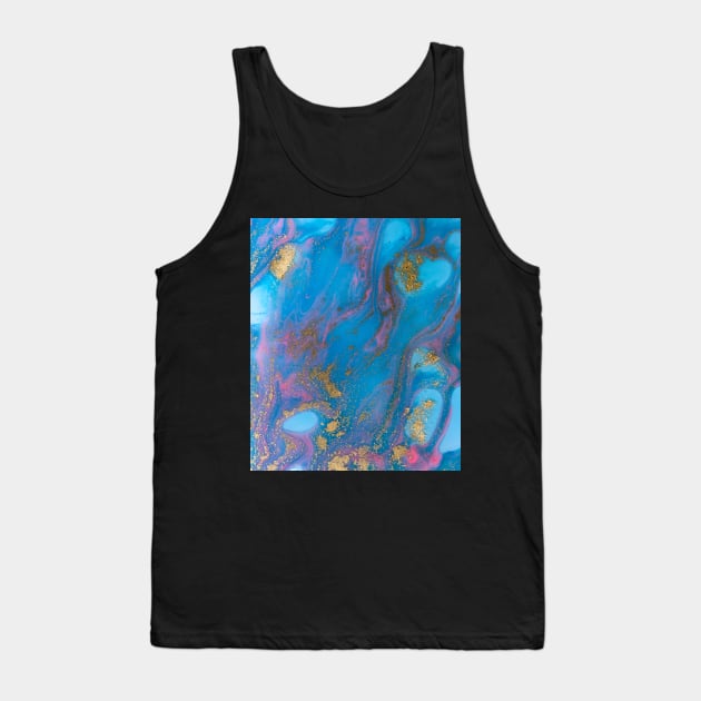 Pink And Blue Marble Watercolour With Gold Effect Tank Top by JustBeSatisfied